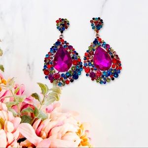 Fuchsia Magenta Dangling Statement Earrings